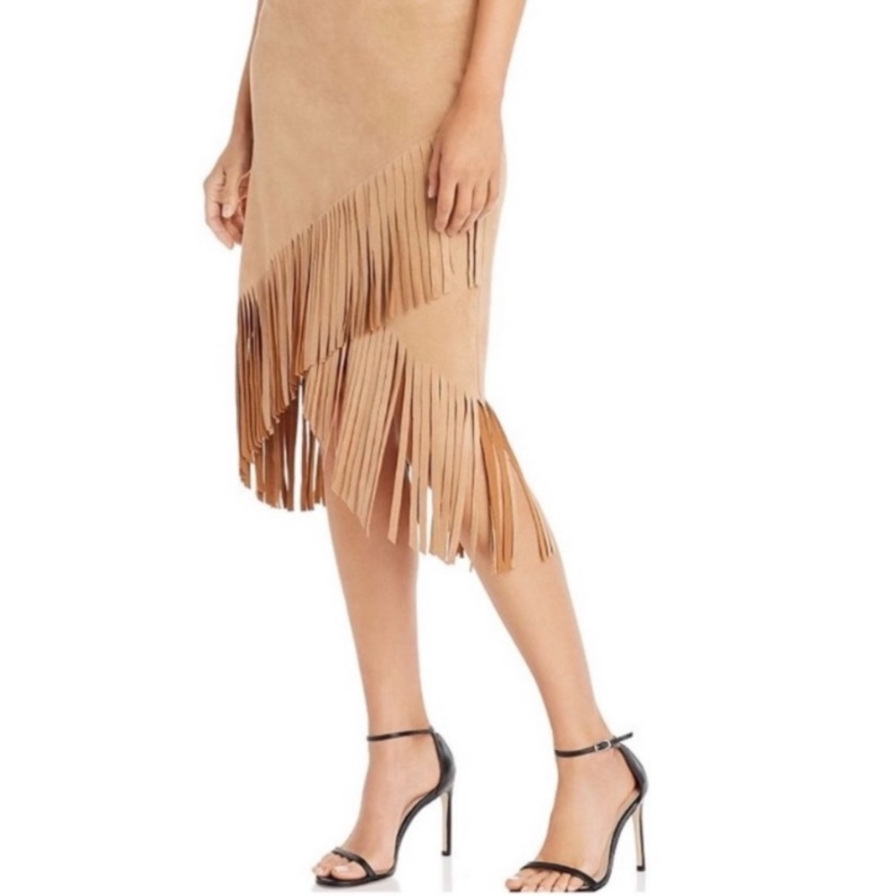 NWT Aqua Tan Suede Fringe Skirt - Picture 3 of 8